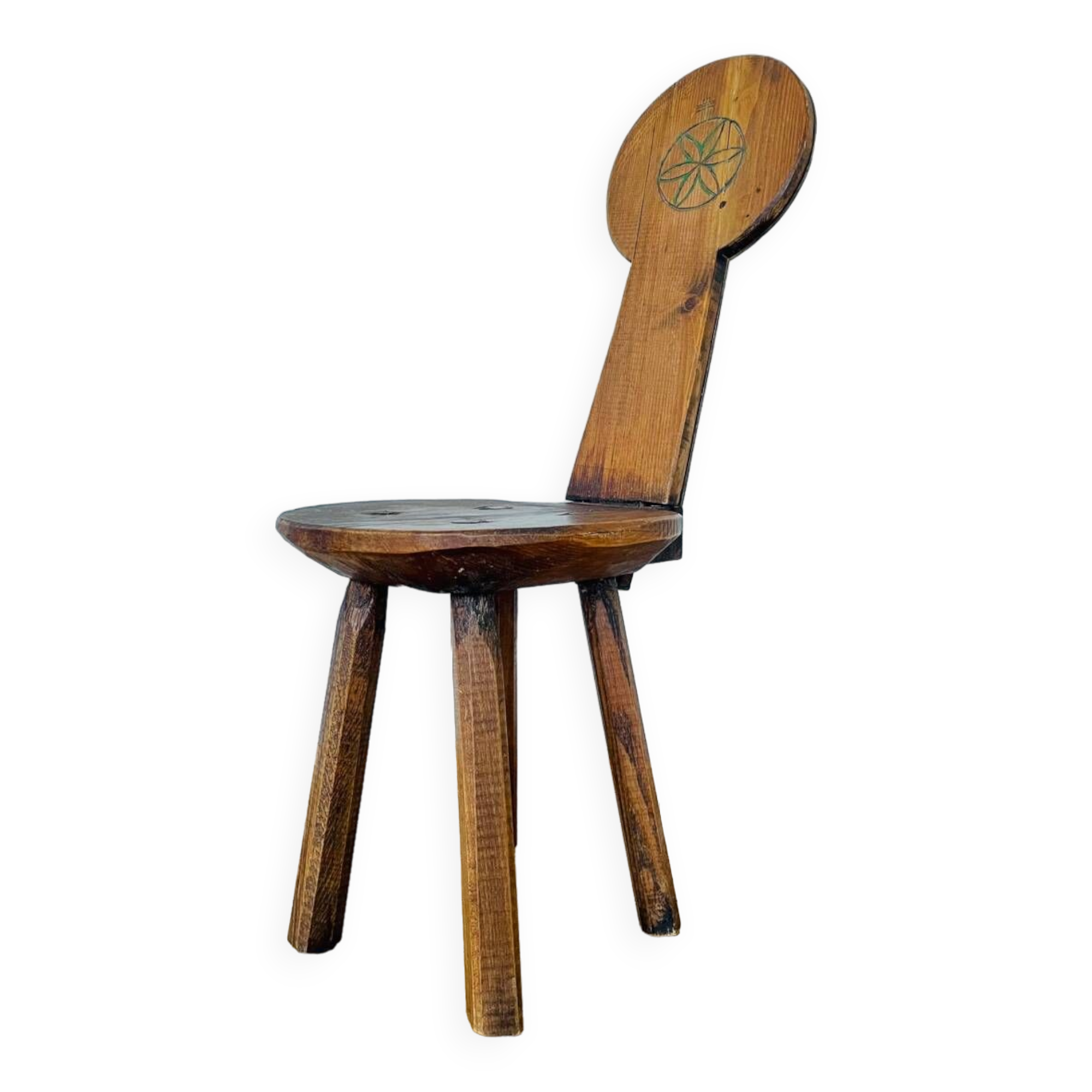 Antique brutalist chair in pine and oak