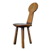 Ancienne chaise brutaliste en pin et chêne