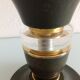 Brass lamp foot and art deco style wood