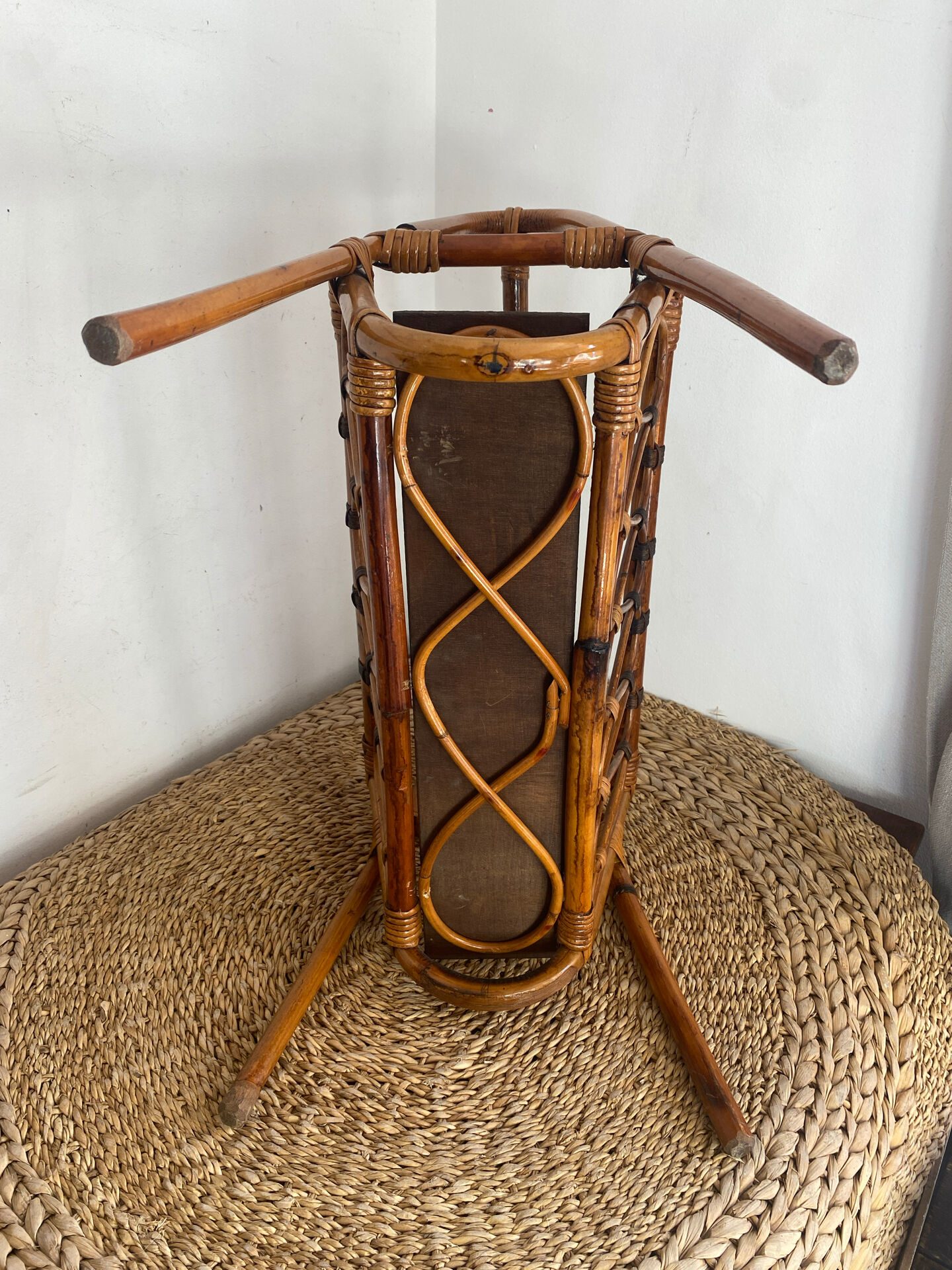 Bamboo and rattan magazine rack, 1960s