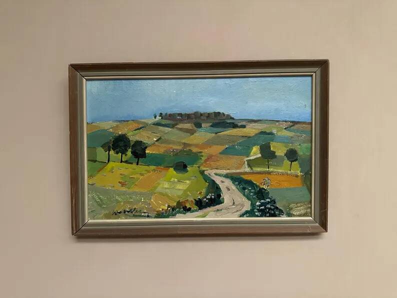 Swedish Oil on Panel “Landscape” by Tage Gavik, Signed, Vintage & Framed