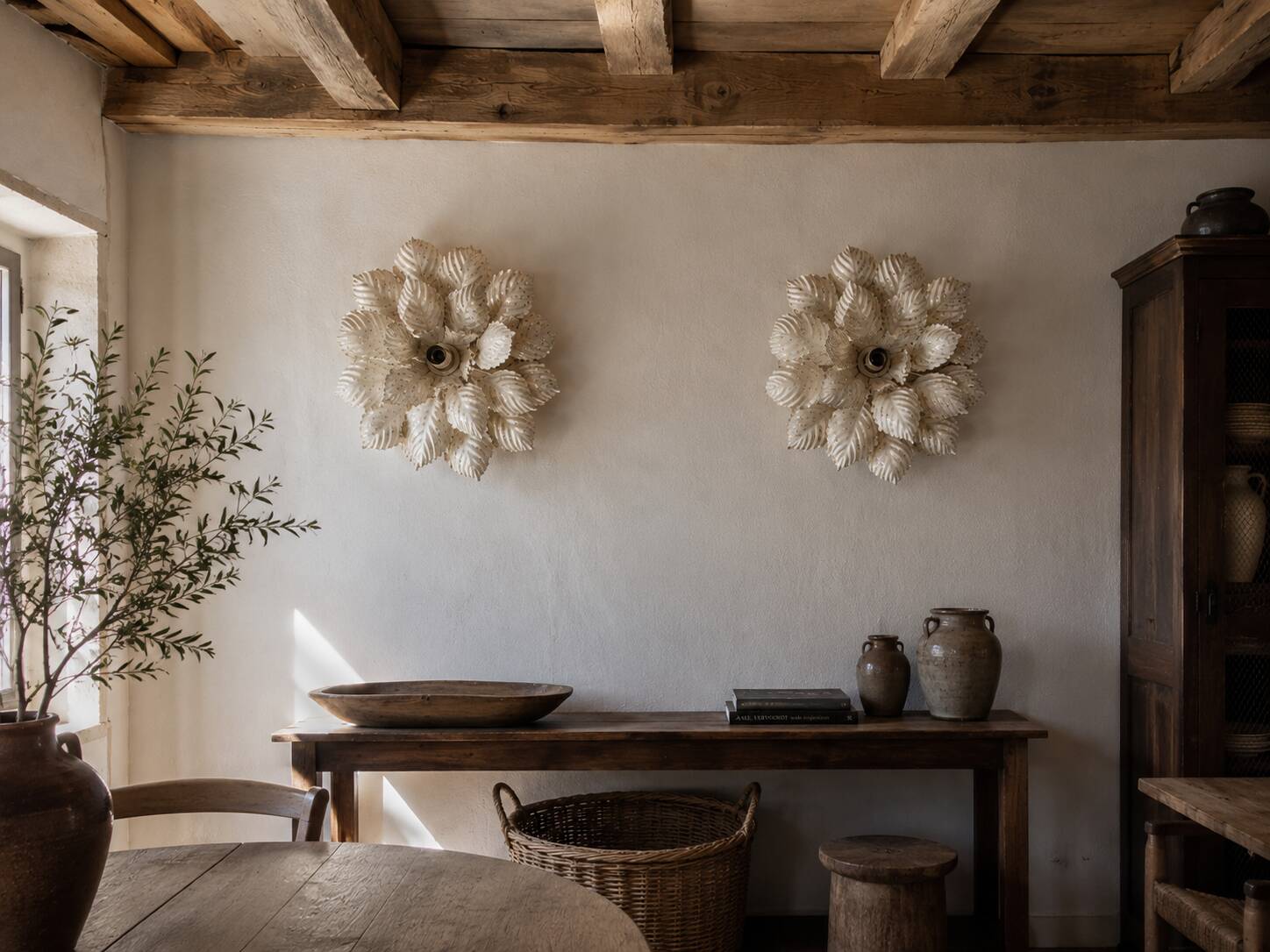 A pair of large vintage Italian design wall sconces.
