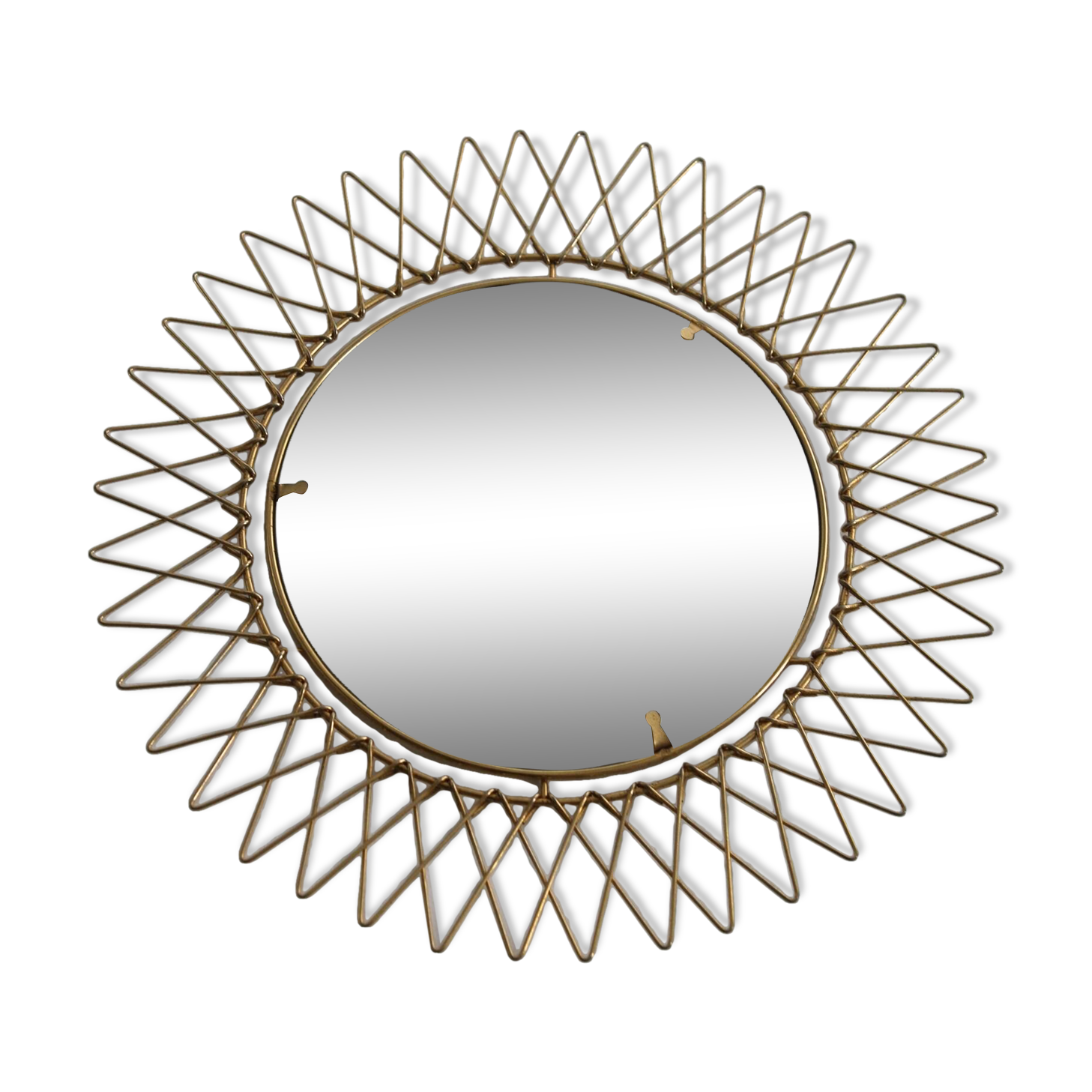 Miroir vintage en Fils de Laiton, modulable, Recouvert d'or fin, 1960-70