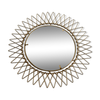 Miroir vintage en Fils de Laiton, modulable, Recouvert d'or fin, 1960-70