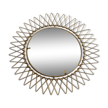 Vintage Brass Wire Mirror, Modular, Covered with Fine Gold, 1960-70