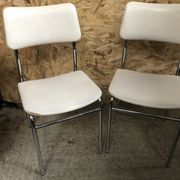 Pair of antique chairs chrome metal and skaï white 70s vintage