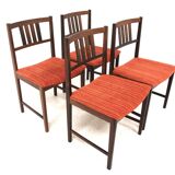 Set of 4 Scandinavian walnut chairs, Sweden, 1960