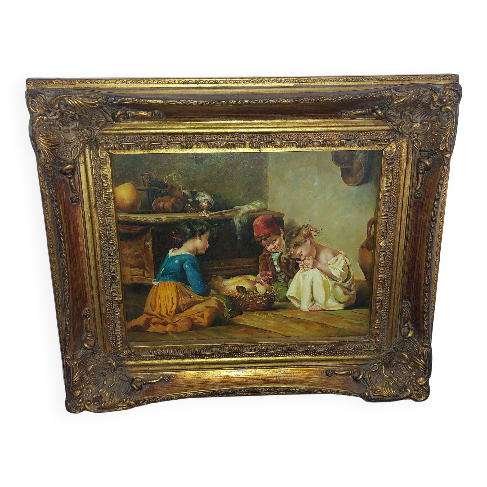 Old oil painting on panel