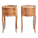 Pair of antique bedside tables / nightstands in raw wood.
