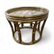 Vintage round side table/coffee table in rattan and wicker