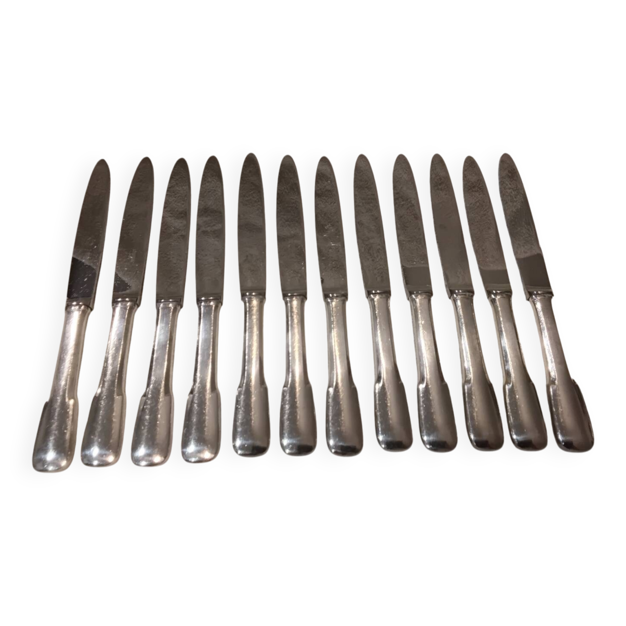 12 silver plated table knives, Francia goldsmith, single-flat, 24.7cm