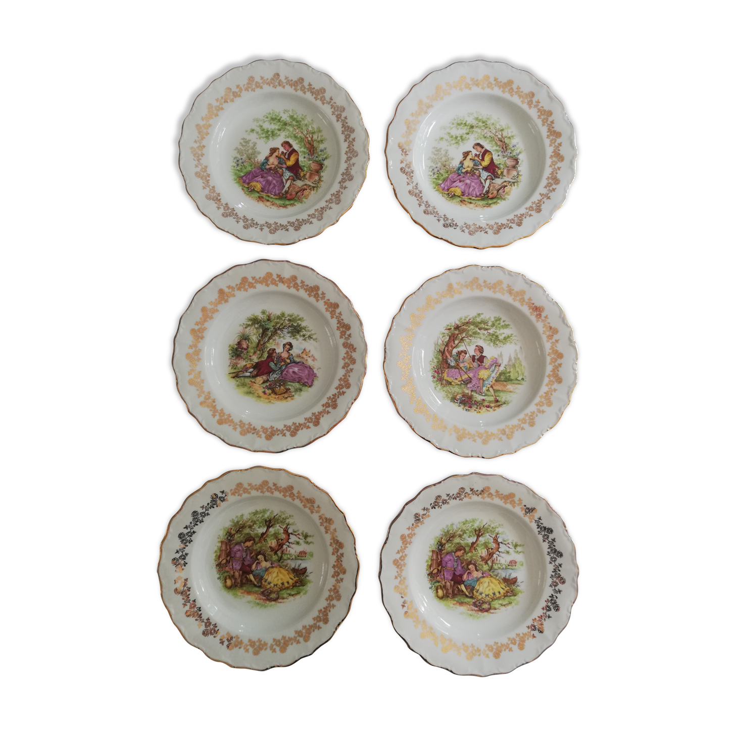 Lot vintage porcelain plates by Digoin Fragonard