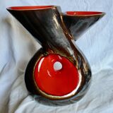 Large double neck earthenware vase Design 1950-60 Vallauris style