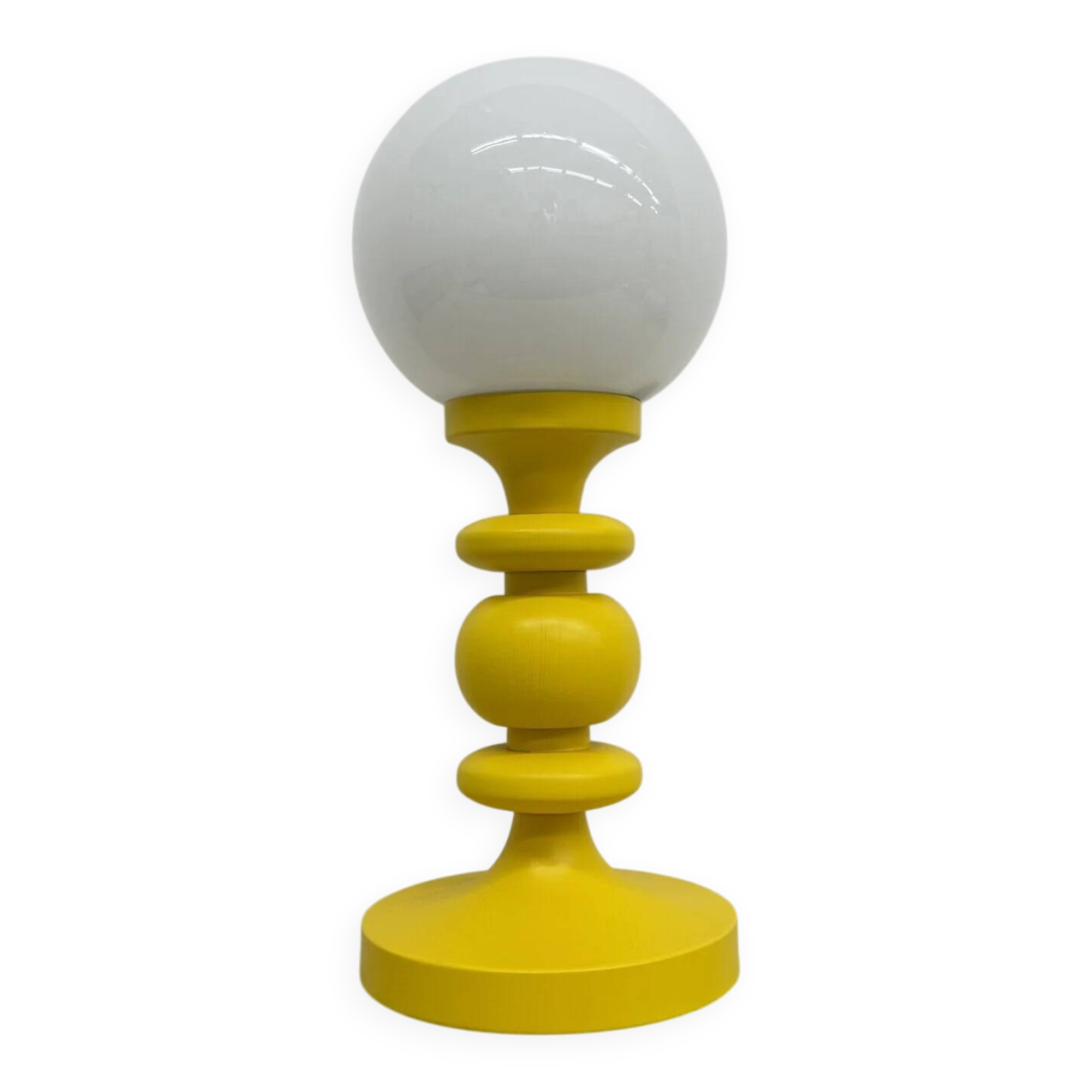 Mid-century design yellow table lamp with glass globe, 1970s