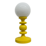 Mid-century design yellow table lamp with glass globe, 1970s