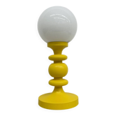 Mid-century design yellow table lamp with glass globe, 1970s