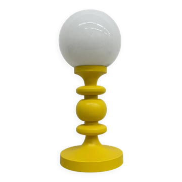 Mid-century design yellow table lamp with glass globe, 1970s