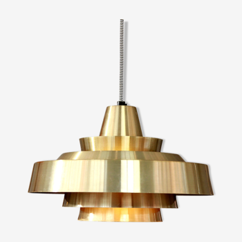 Vintage Danish brass pendant lamp in style of Fog and Morup, 1970's