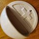 Antique earthenware holy water font from Desvres, 1950s