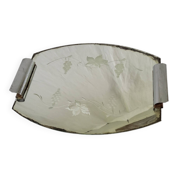 Plateau miroir gravé