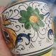 Italian majolica vase jug from Deruta, hand-painted ceramic, signed, 25 cm.