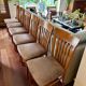 Set of 6 vintage retro chairs – new suede-look seats in old style.