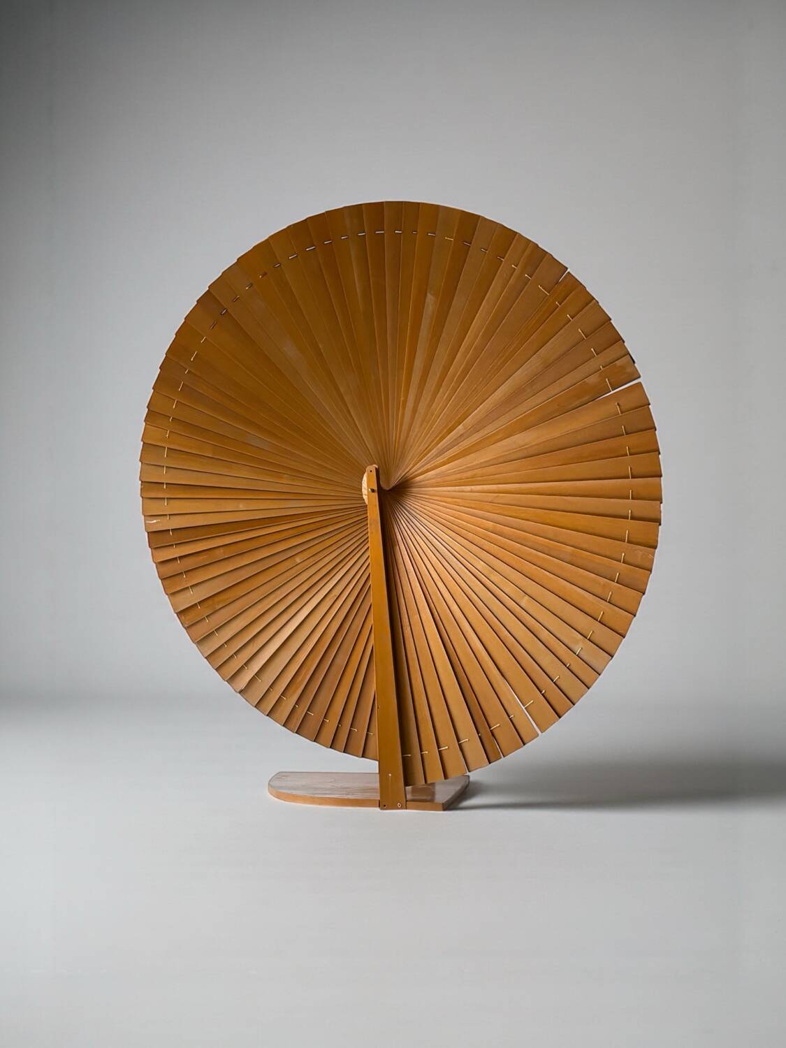 Large round folding screen, solid wood, 1960.