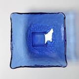 Vintage Square Cobalt Blue Glass Bowl, Italian Glass Tray / Italy / 1970s