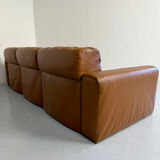 Vintage 1970s De Sede DS-40 camel leather 3-seater sofa.