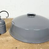Industrial Grey Enamel Factory Pendant Lamp, 1960s