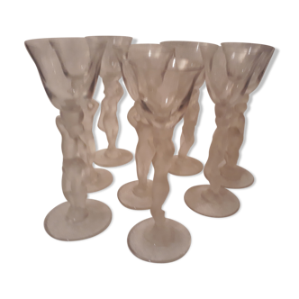 Set of 6 shot glasses foot naked woman