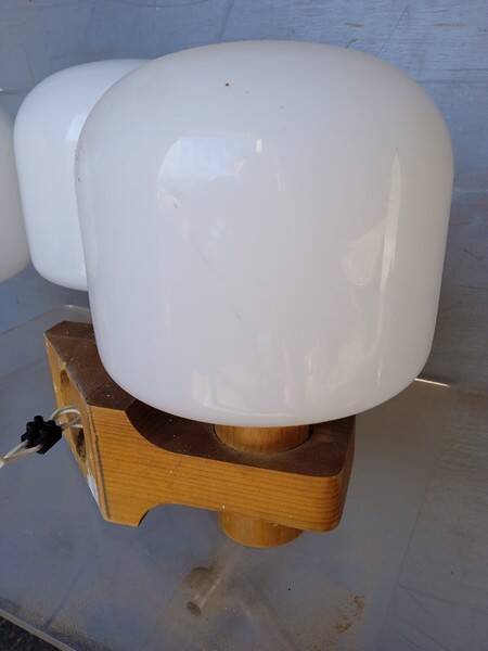 Pair of vintage 1960 wood/glass wall lights