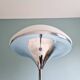 Modernist floor lamp in chromed metal and white satin glass