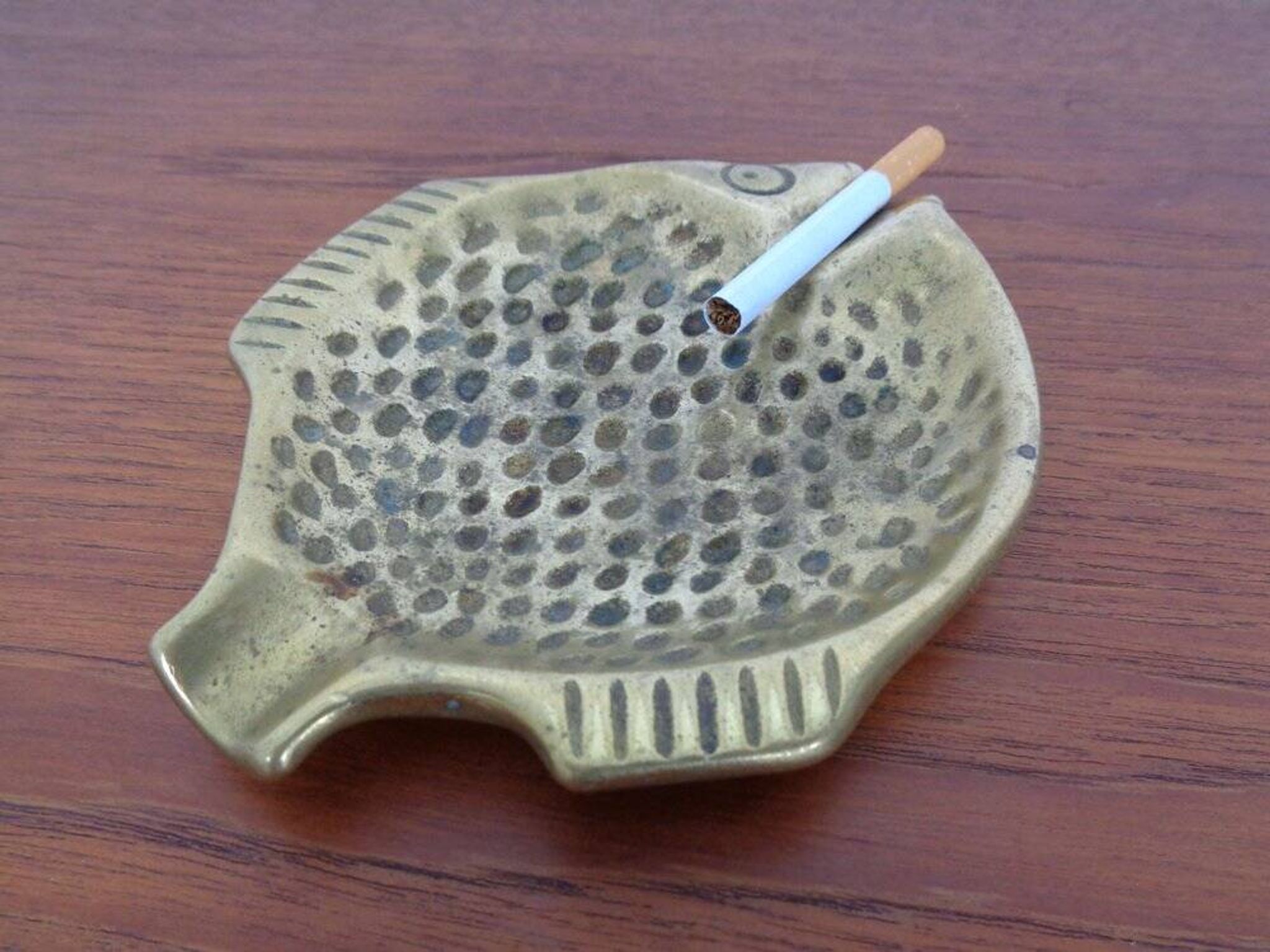Brutalist Bronze Fish Ashtray, 1960s
