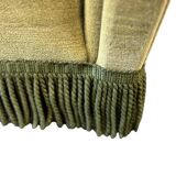Vintage yellow-green fringed three-seater sofa