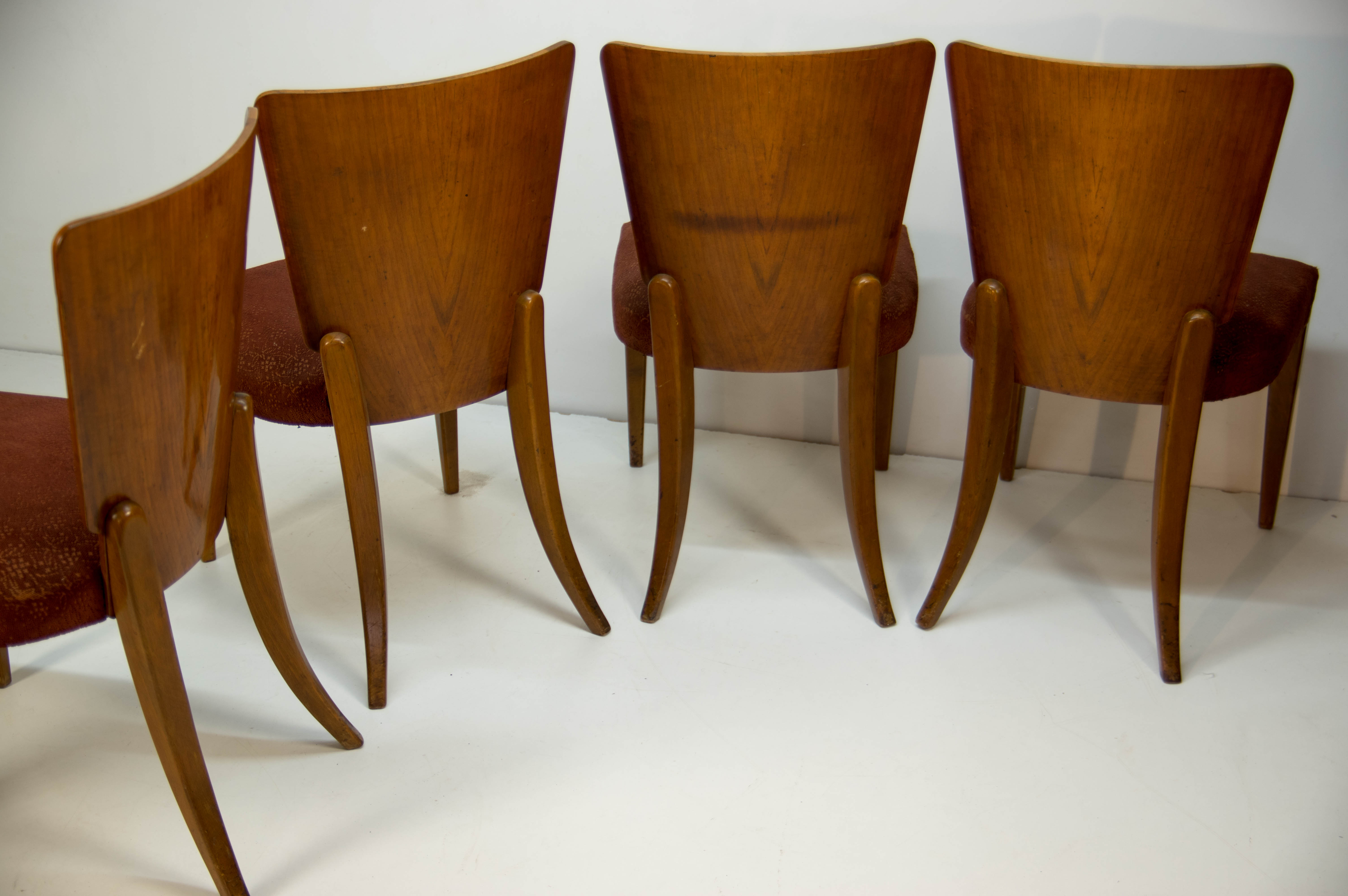 Art Deco Dining Chairs H-214 by Jindrich Halabala for UP Závody, Set of 4