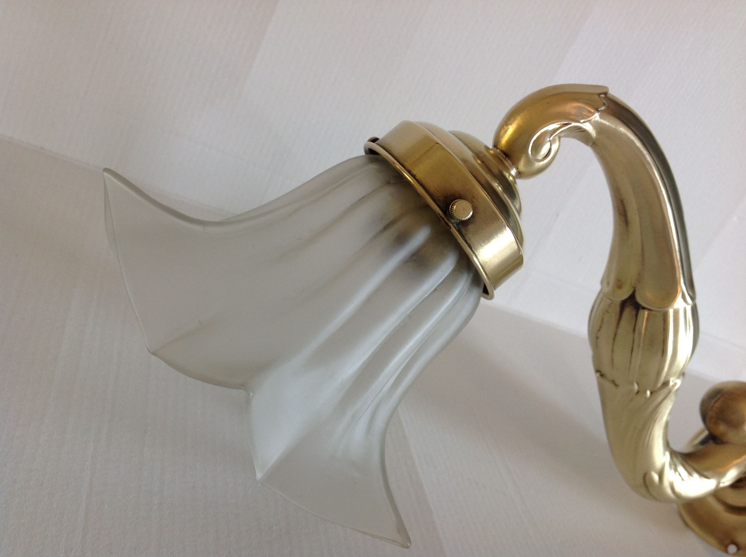 Wall light  in copper and glass art deco style / vintage 30-50 years