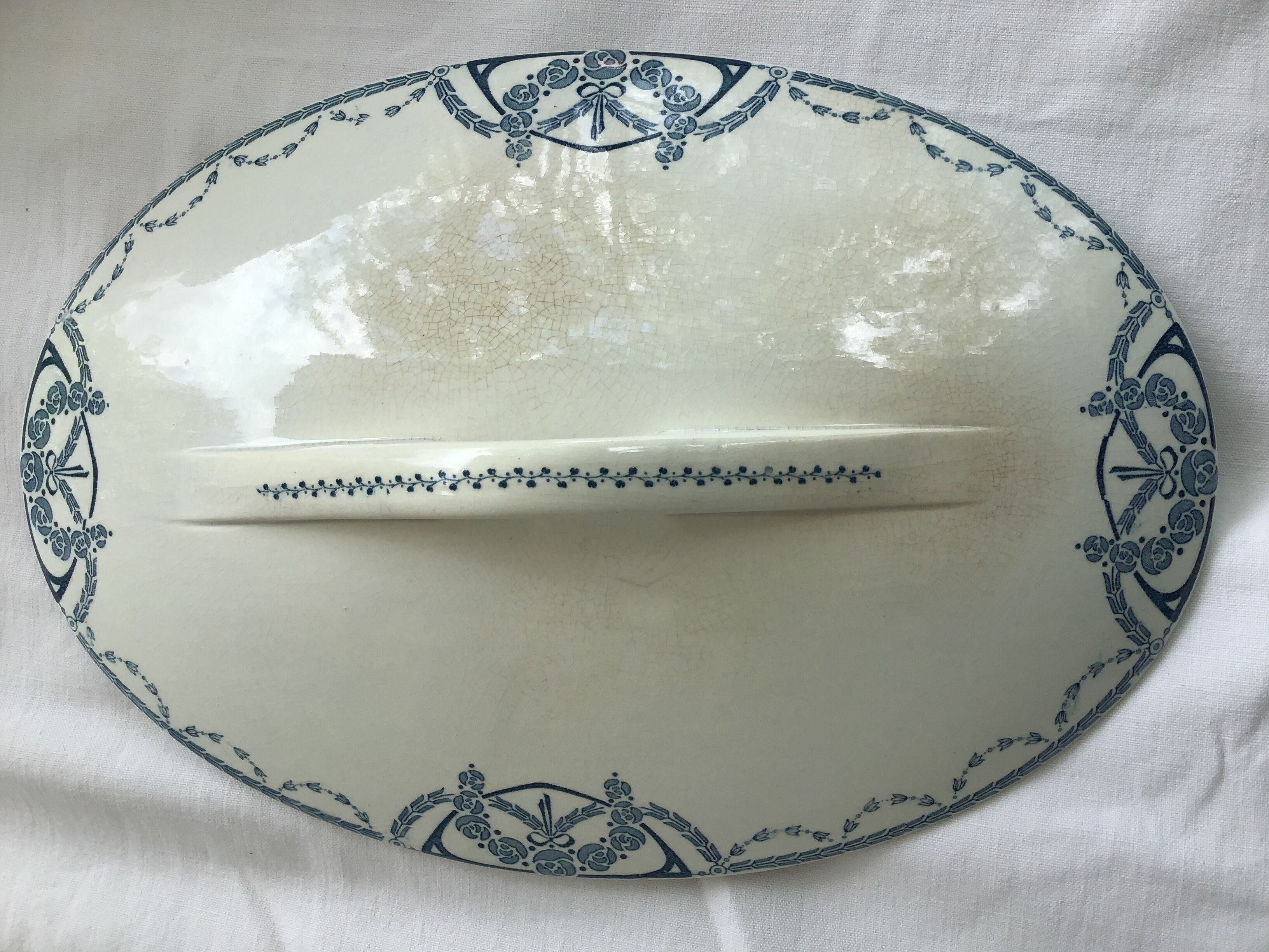 Soupière Terre de Fer oval Sarreguemines blue jeans decoration