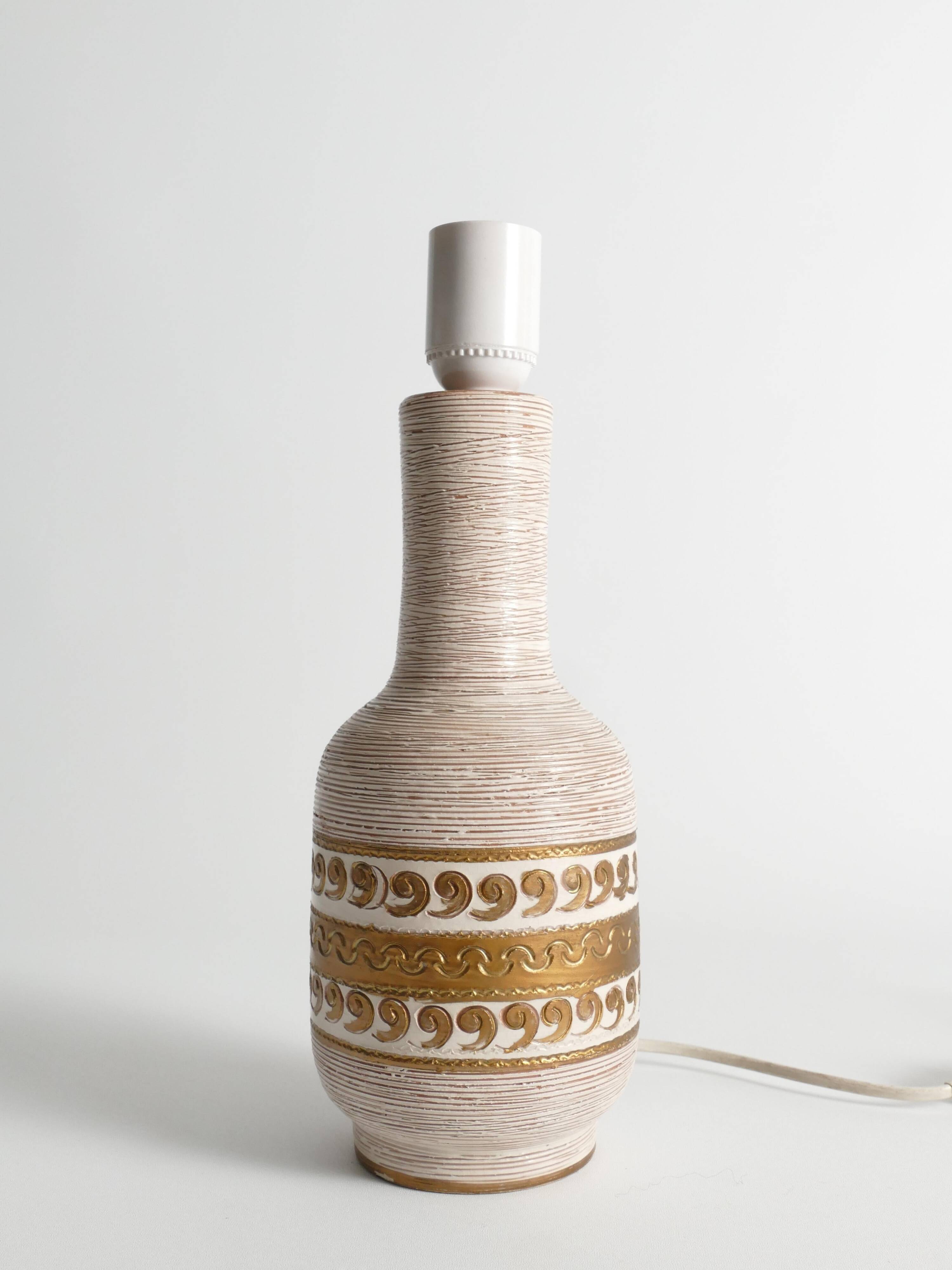 White and Gold Ceramic Table Lamp by Fratelli Fanciulacci, Italy 1970's