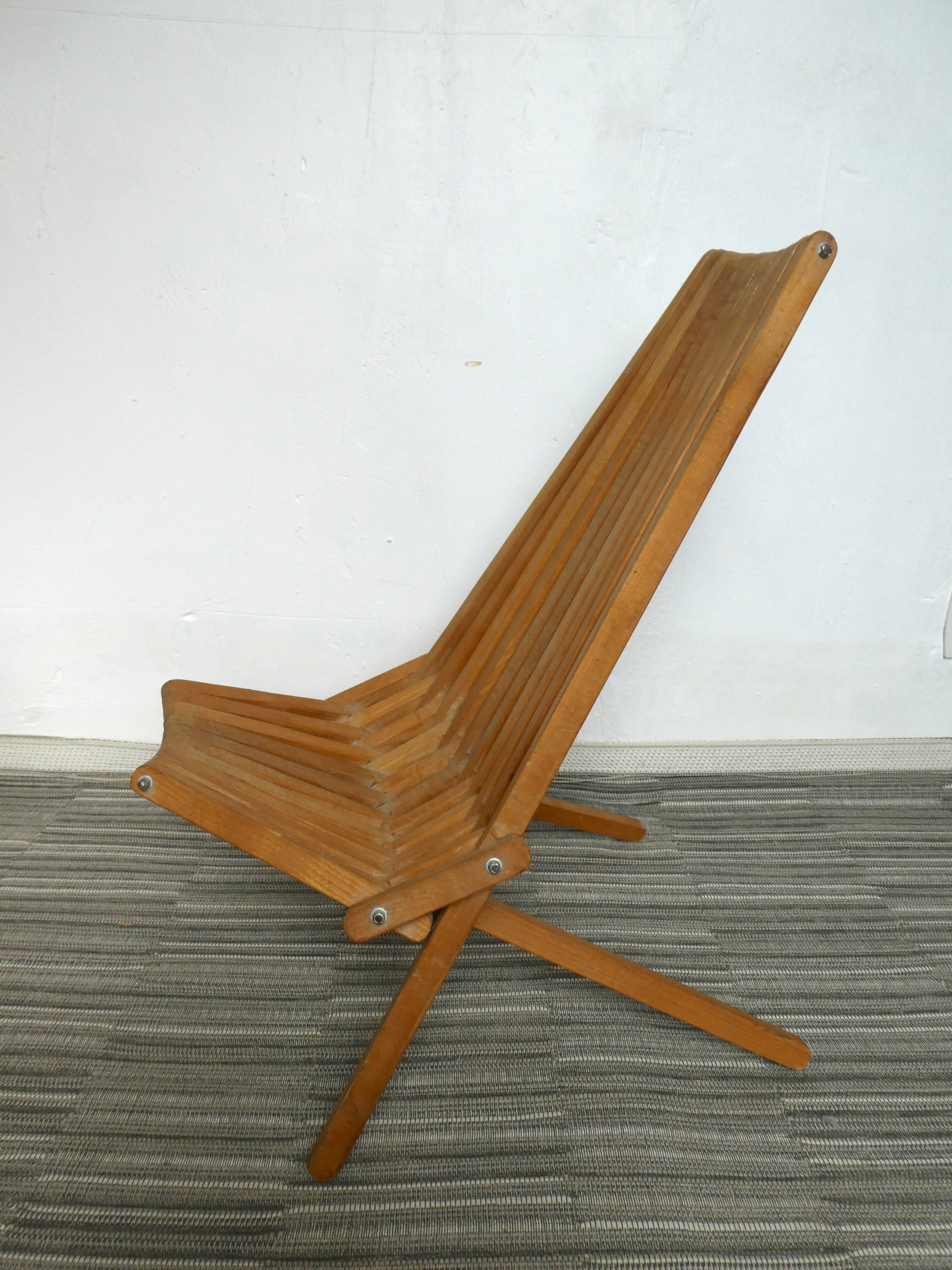 Armchair folding scandinavian teak 60 years