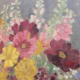 The summer bouquet of flowers, oil on old canvas