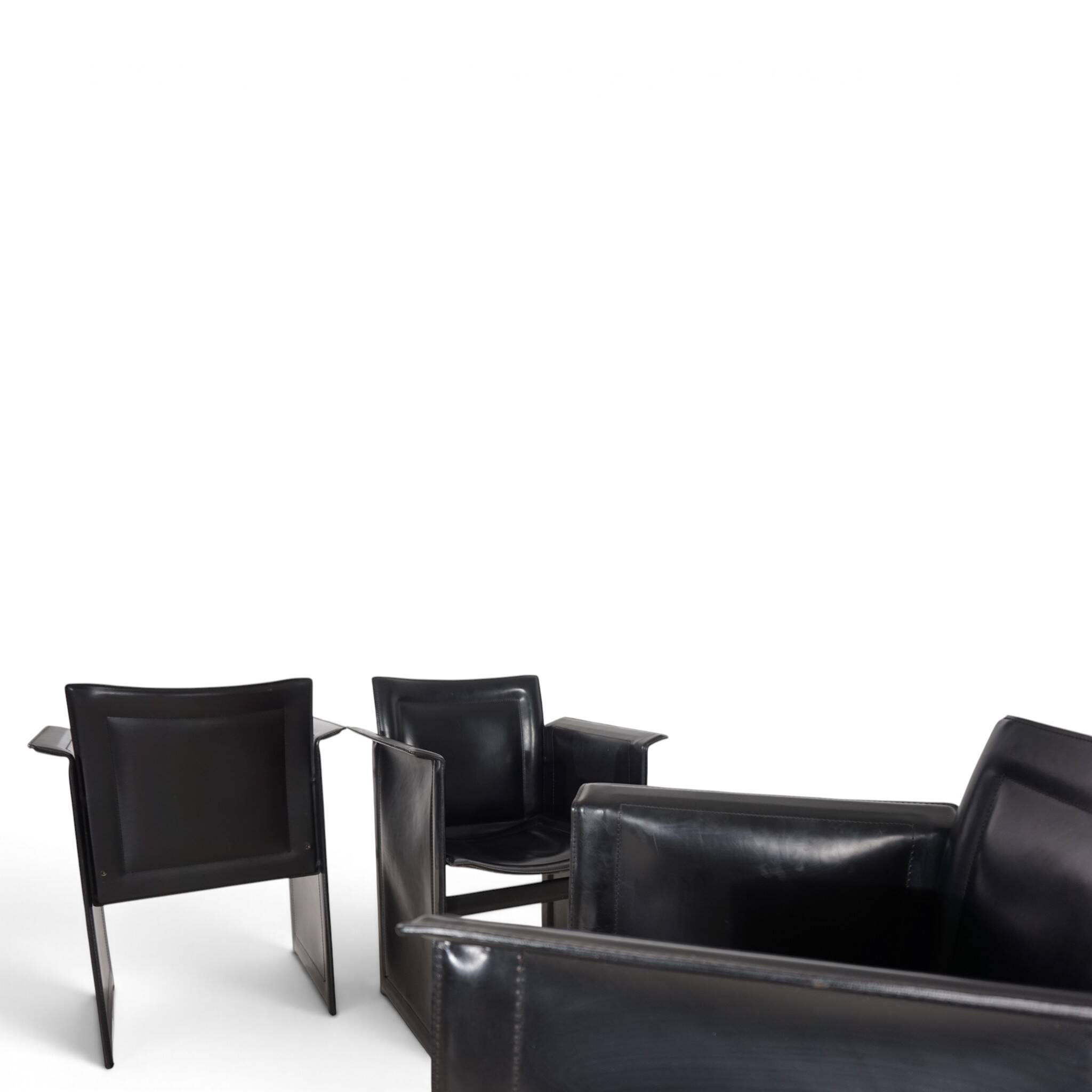 Arrben Solaria leather dining chairs, set of 4 by Tito Agnoli, 1970