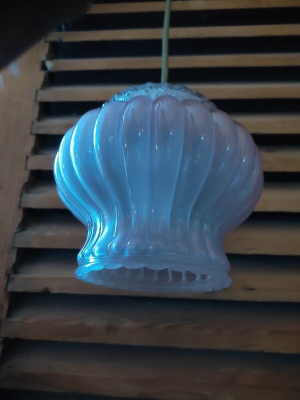 Pendant lamp globe molded glass rose