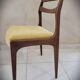 Set of 4 teak chairs with fabric seat in Scandinavian style.