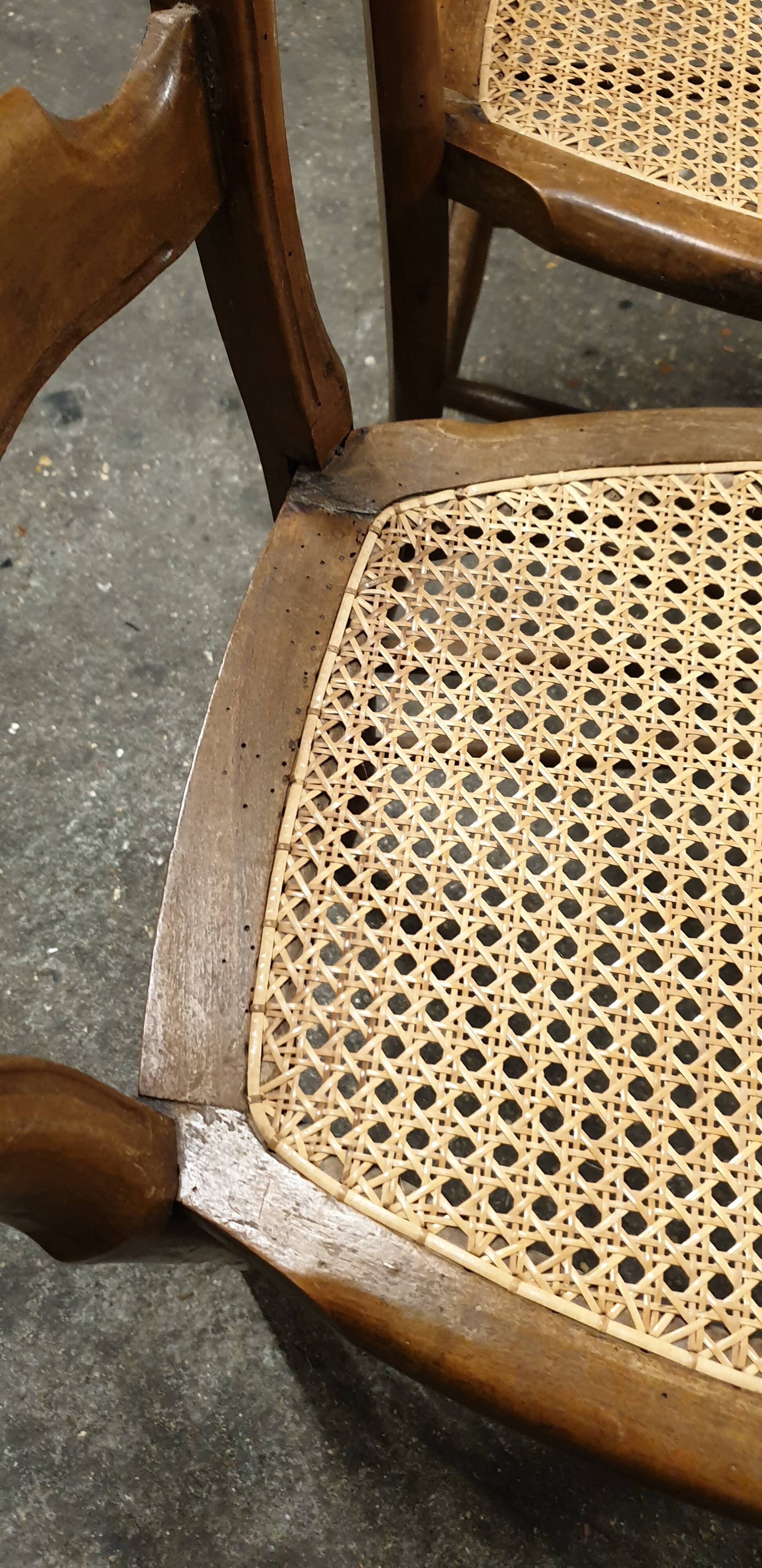 Pair of Louis Philippe walnut/Canage chairs