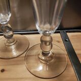 4 champagne flutes with cut sides, late 19th century