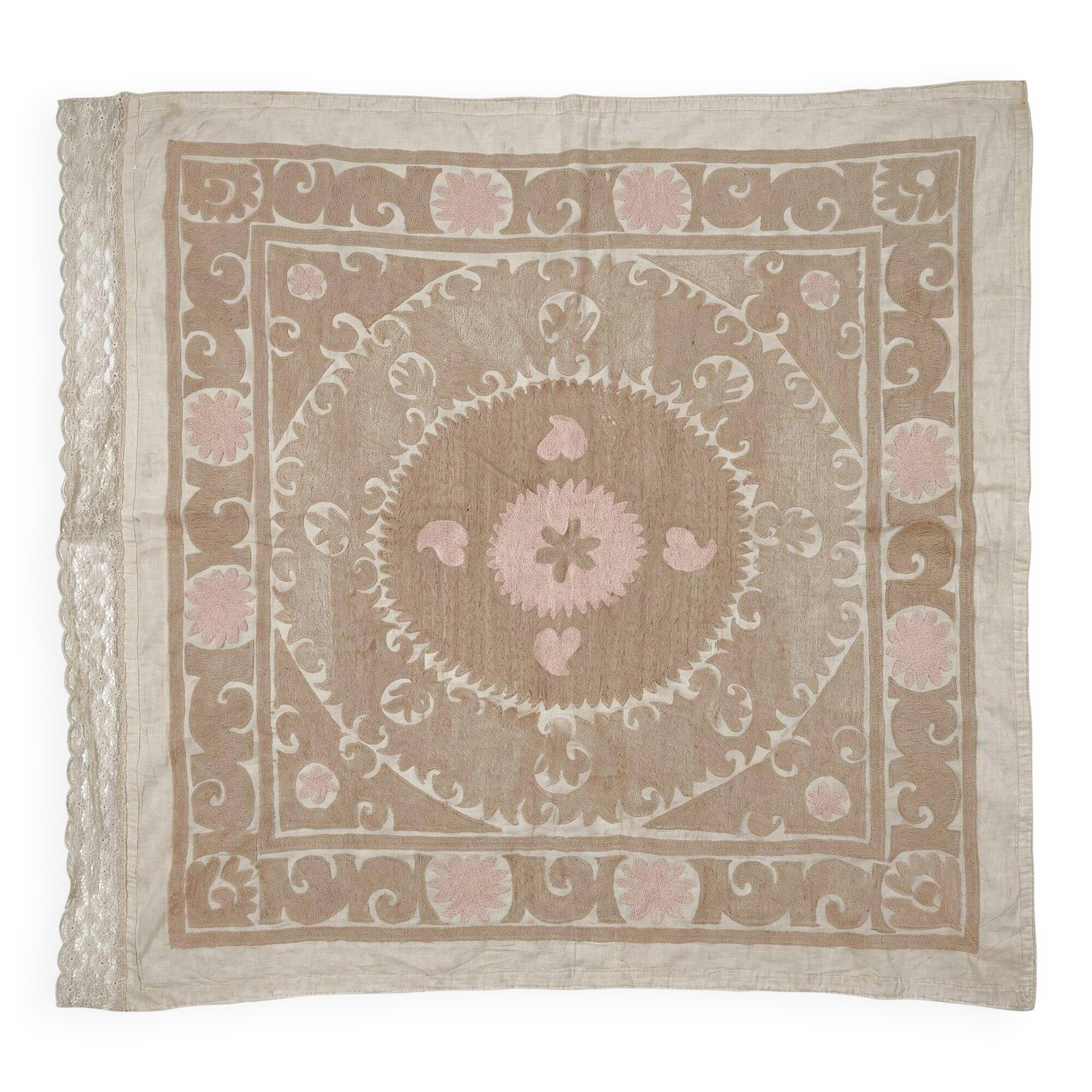Vintage hand-embroidered tablecloth 130x152 cm