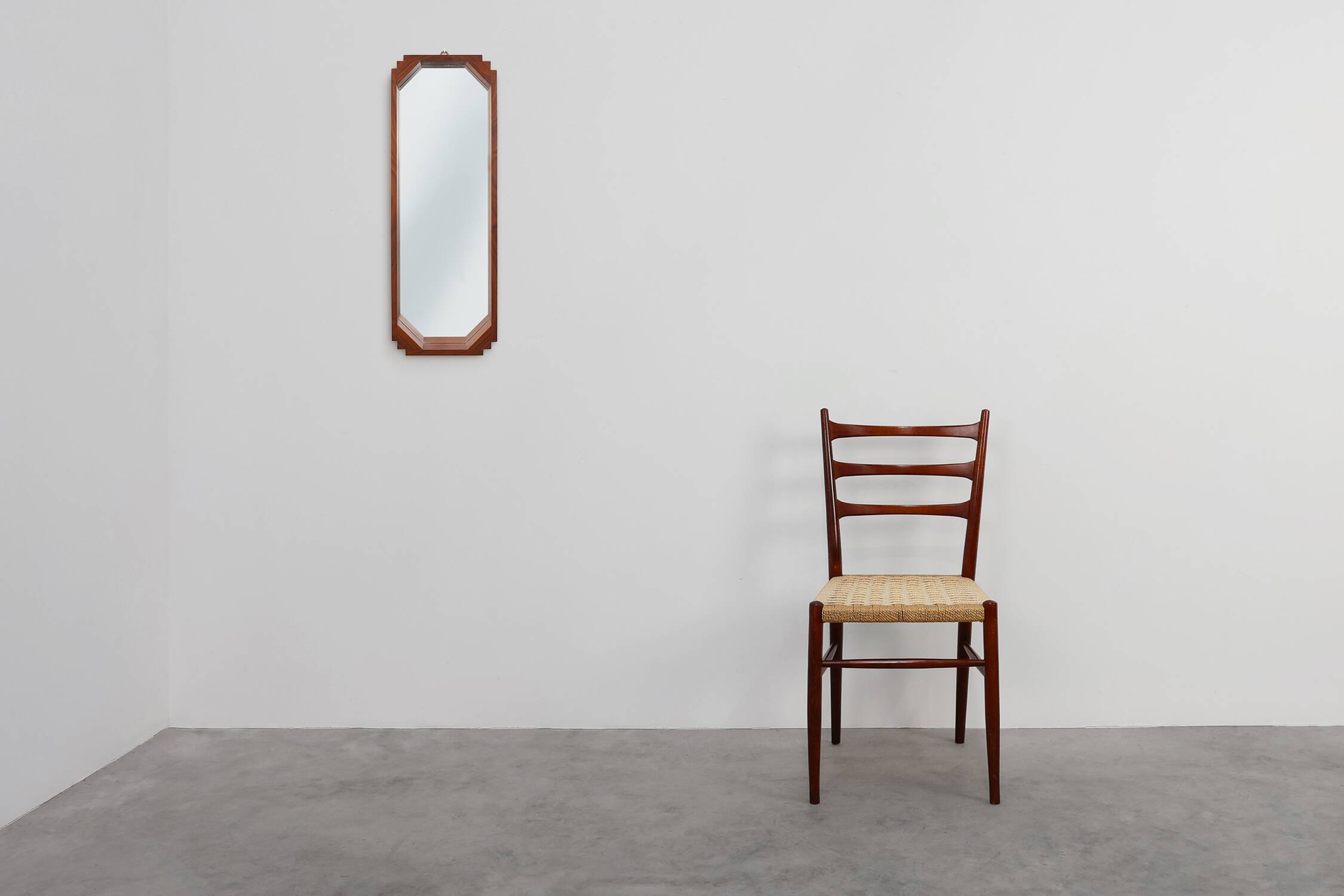 Geometric octagonal wooden Art Deco mirror, Italy ca. 1925
