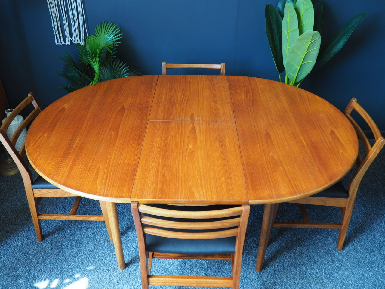 Teak dining table & four chairs A&FH Furniture