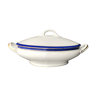 Soupière en porcelaine de Limoges décor de liserés bleu blanc doré 32 cm